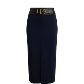Buckle Trim Ponte Pencil Skirt