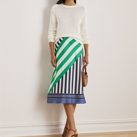 Mixed Stripe Flared Skirt