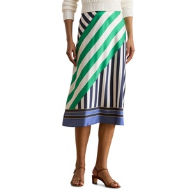 Mixed Stripe Flared Skirt