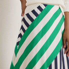 Mixed Stripe Flared Skirt