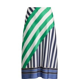 Mixed Stripe Flared Skirt