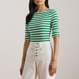 Monogram Logo Striped Top