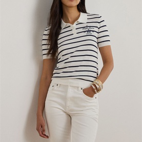 Crest Logo Striped Polo Shirt