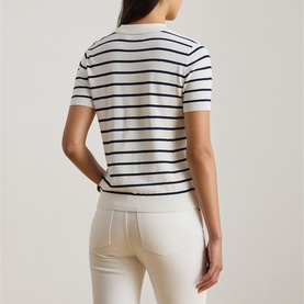 Crest Logo Striped Polo Shirt
