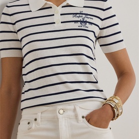 Crest Logo Striped Polo Shirt