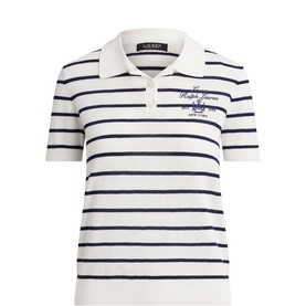 Crest Logo Striped Polo Shirt