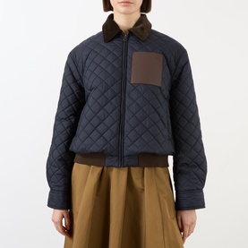 Quilted Cropped Bomber Jacket