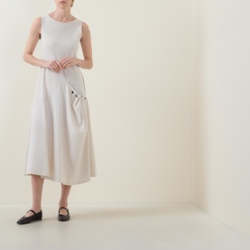 Drawcord Pocket Flared Dress