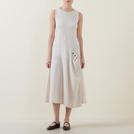 Drawcord Pocket Flared Dress