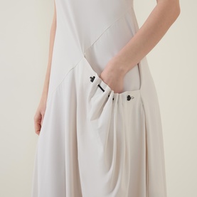 Drawcord Pocket Flared Dress