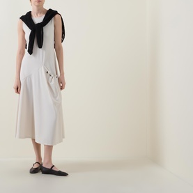 Drawcord Pocket Flared Dress