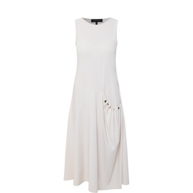 Drawcord Pocket Flared Dress