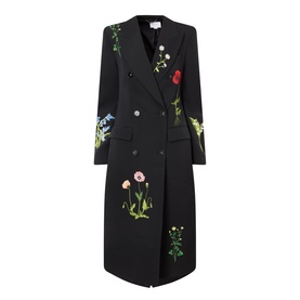 Double-Breasted Embroidered Peacoat