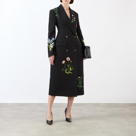 Double-Breasted Embroidered Peacoat