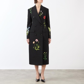 Double-Breasted Embroidered Peacoat