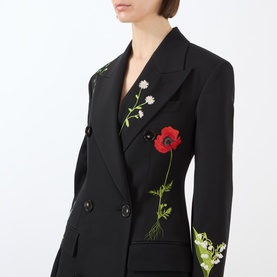 Double-Breasted Embroidered Peacoat