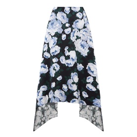 High-Rise Floral Asymmetric Skirt