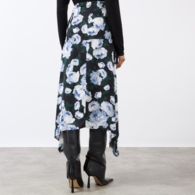 High-Rise Floral Asymmetric Skirt