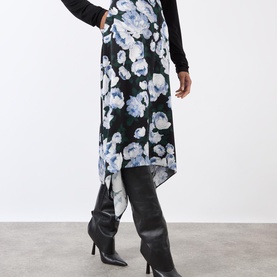 High-Rise Floral Asymmetric Skirt