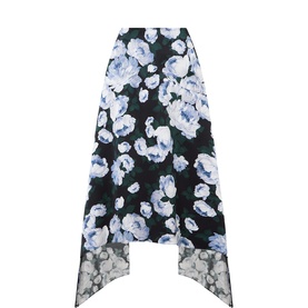 High-Rise Floral Asymmetric Skirt