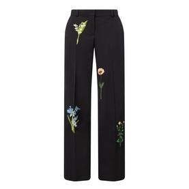 Floral Embroidered Straight Leg Trousers