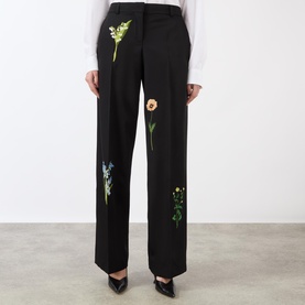 Floral Embroidered Straight Leg Trousers