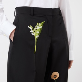Floral Embroidered Straight Leg Trousers