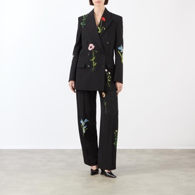 Floral Embroidered Straight Leg Trousers