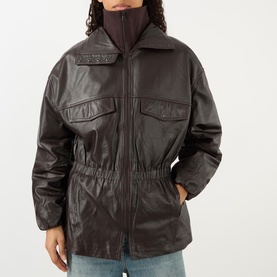 Carnaby Funnel Neck Leather Jacket