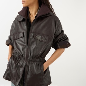 Carnaby Funnel Neck Leather Jacket