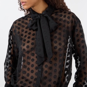 Peri Tie-Neck Polka Dot Blouse