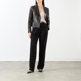 Double Breasted Leather Blazer