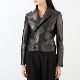 Double Breasted Leather Blazer