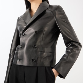 Double Breasted Leather Blazer