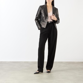 Double Breasted Leather Blazer
