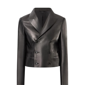 Double Breasted Leather Blazer