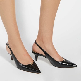 Distinctive Mock-Croc Slingback Heels