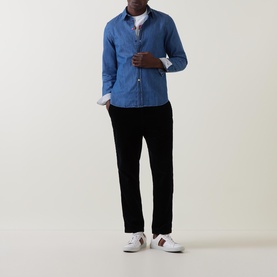 Coloured Button Tailored Denim Shirt