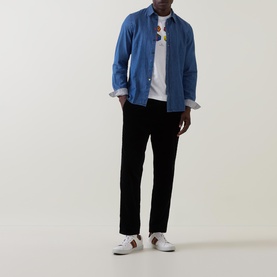 Coloured Button Tailored Denim Shirt