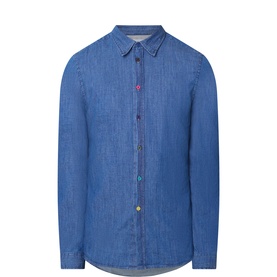 Coloured Button Tailored Denim Shirt