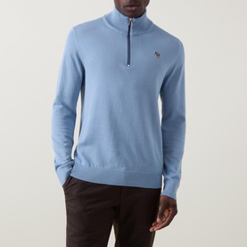 Zebra Badge Half-Zip Sweater