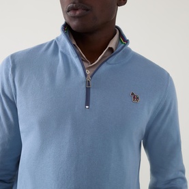 Zebra Badge Half-Zip Sweater
