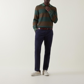Striped Long-Sleeved Polo Shirt