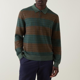 Striped Long-Sleeved Polo Shirt