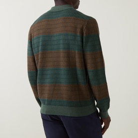 Striped Long-Sleeved Polo Shirt