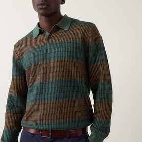Striped Long-Sleeved Polo Shirt