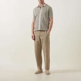 Jacquard Button-Through Polo Shirt
