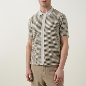 Jacquard Button-Through Polo Shirt