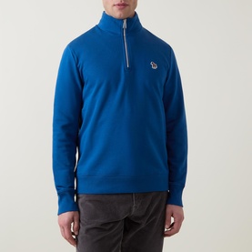 Zebra Motif Half-Zip Sweatshirt