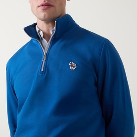 Zebra Motif Half-Zip Sweatshirt